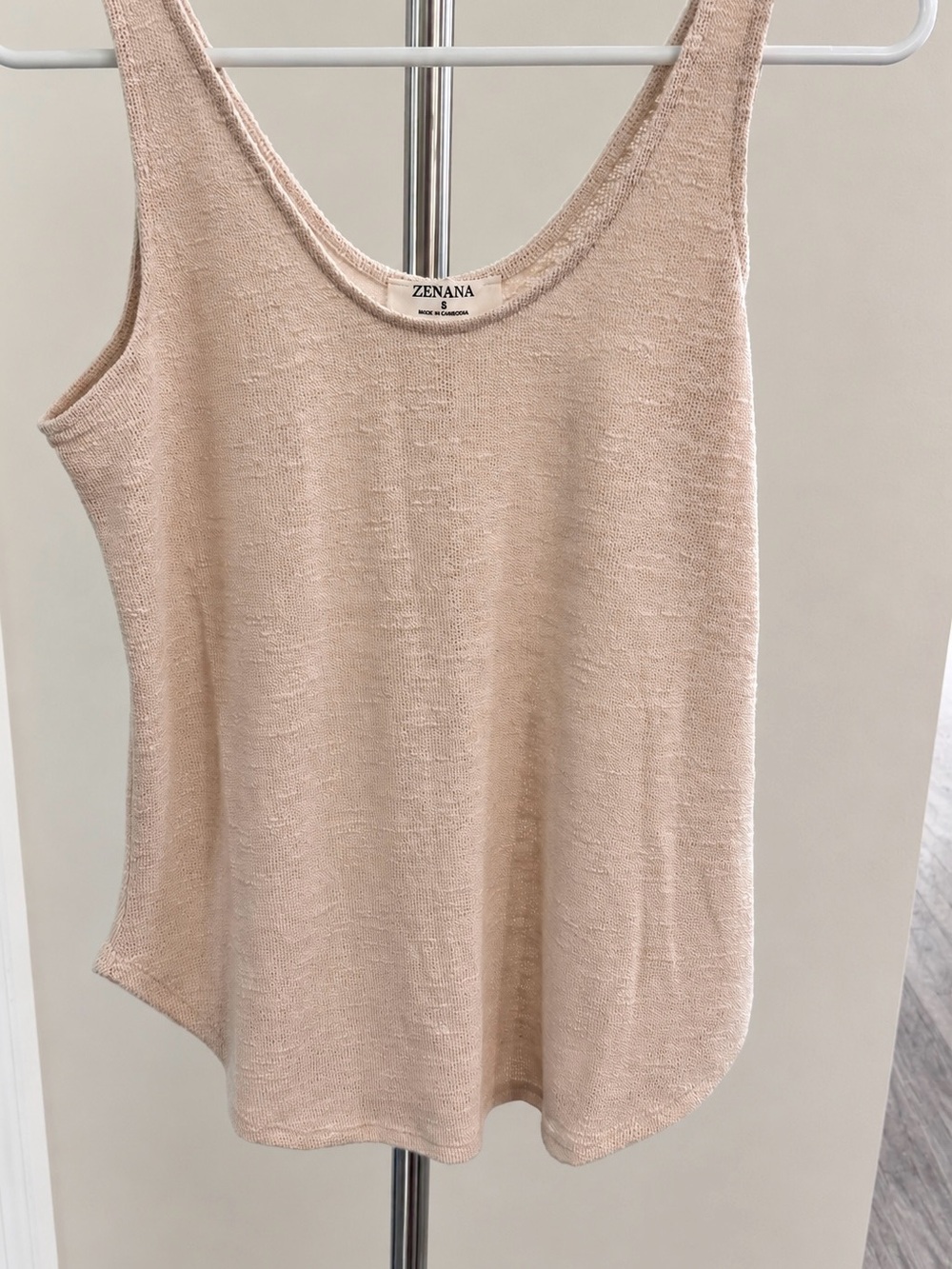 Zenana Outfitters Light Beige Knit Scoop Neck Tank